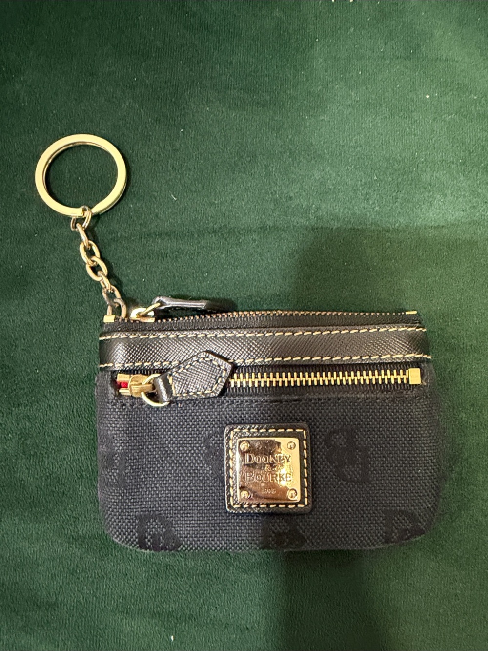 Dooney & Bourke Black Key Pouch with Gold Hardware